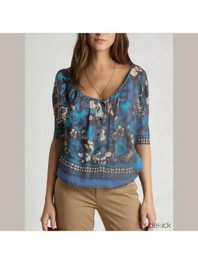 Jones New York 3/4 Sleeve Boat Neck Blouse Large